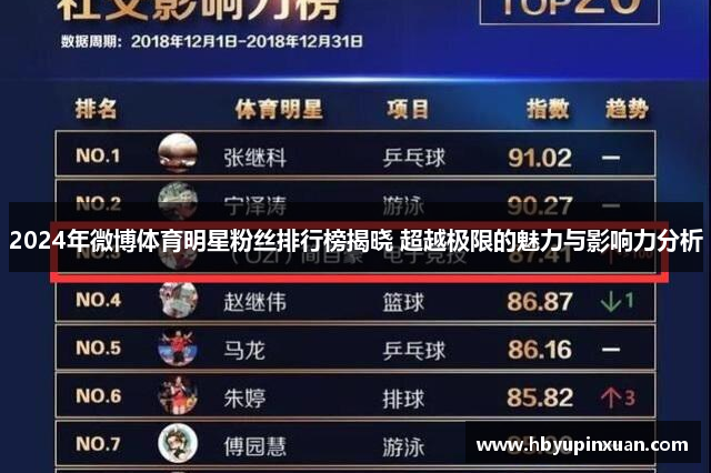 2024年微博体育明星粉丝排行榜揭晓 超越极限的魅力与影响力分析
